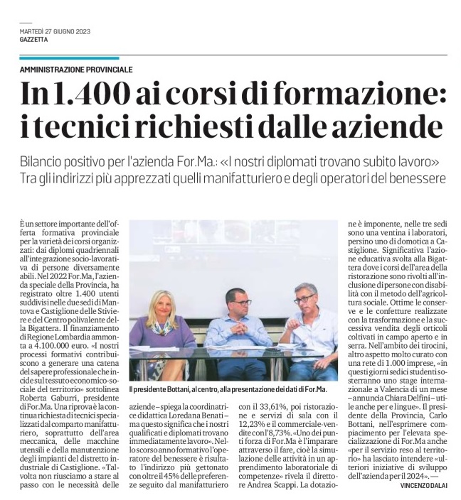 23 gazzetta di mantova 27 06 2023 1400 ai corsi di ForMa ritagliato