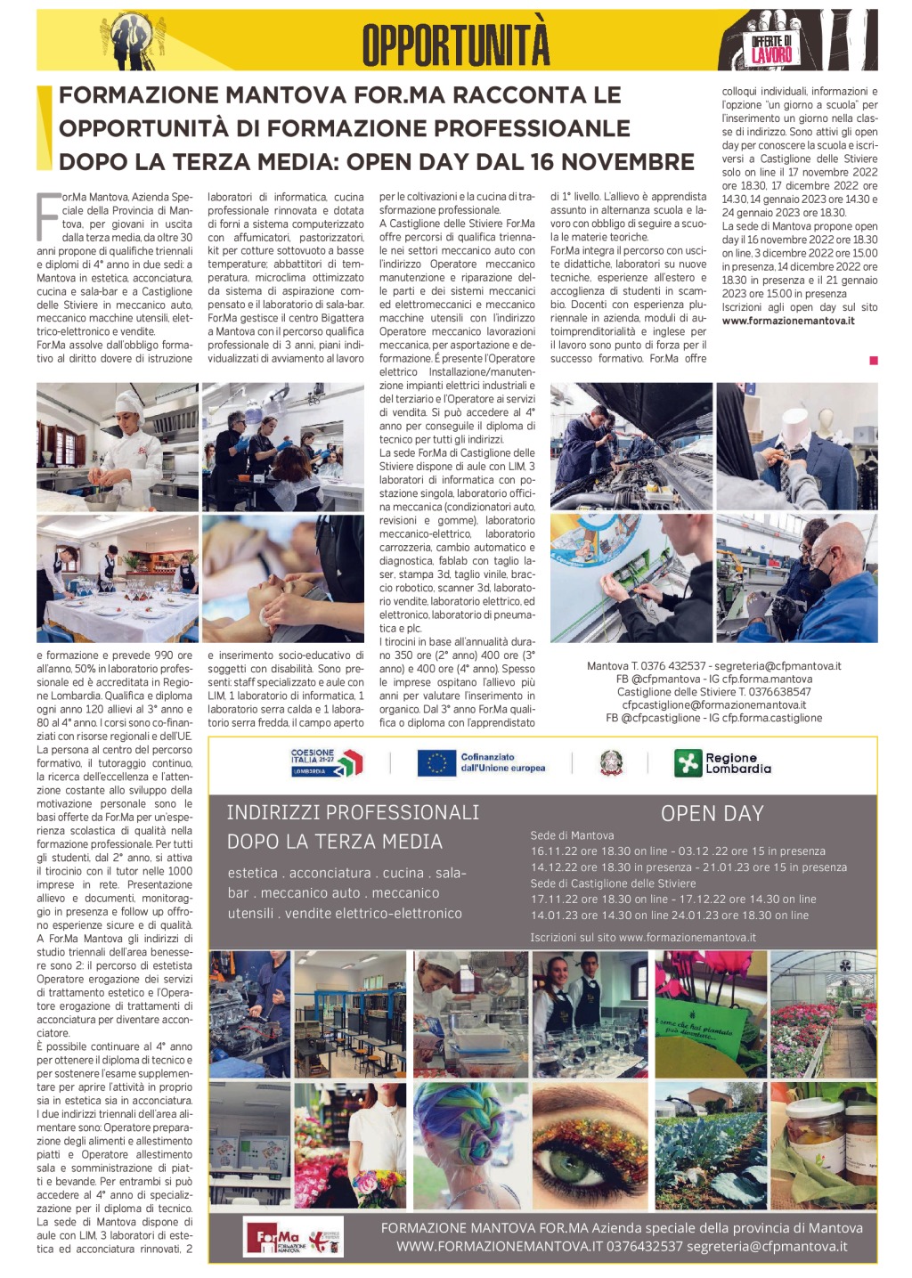 33 16 11 2022 gazzetta mantova tutte le sedi open day