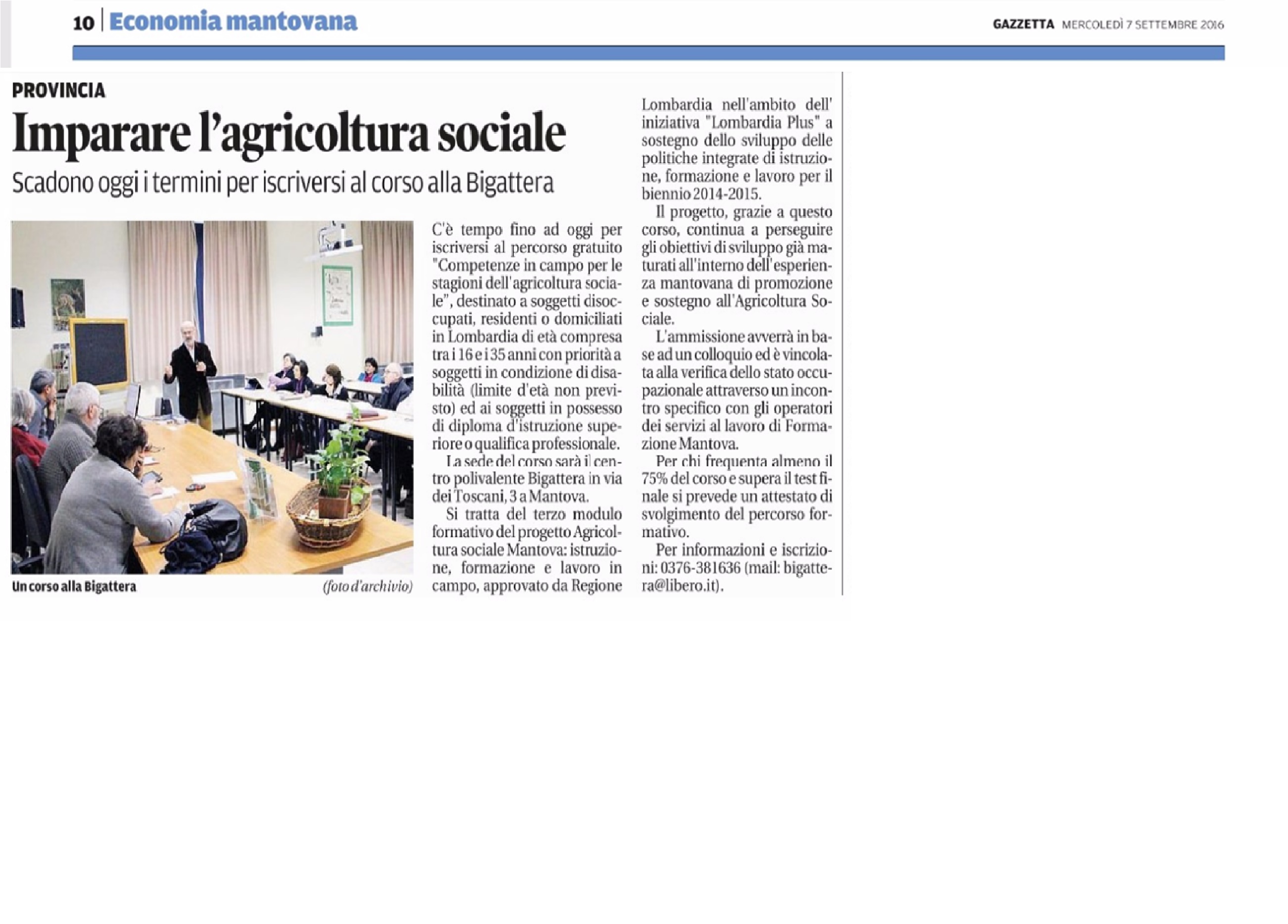 0709 imparare agricoltura sociale gazzettadimantova 2016